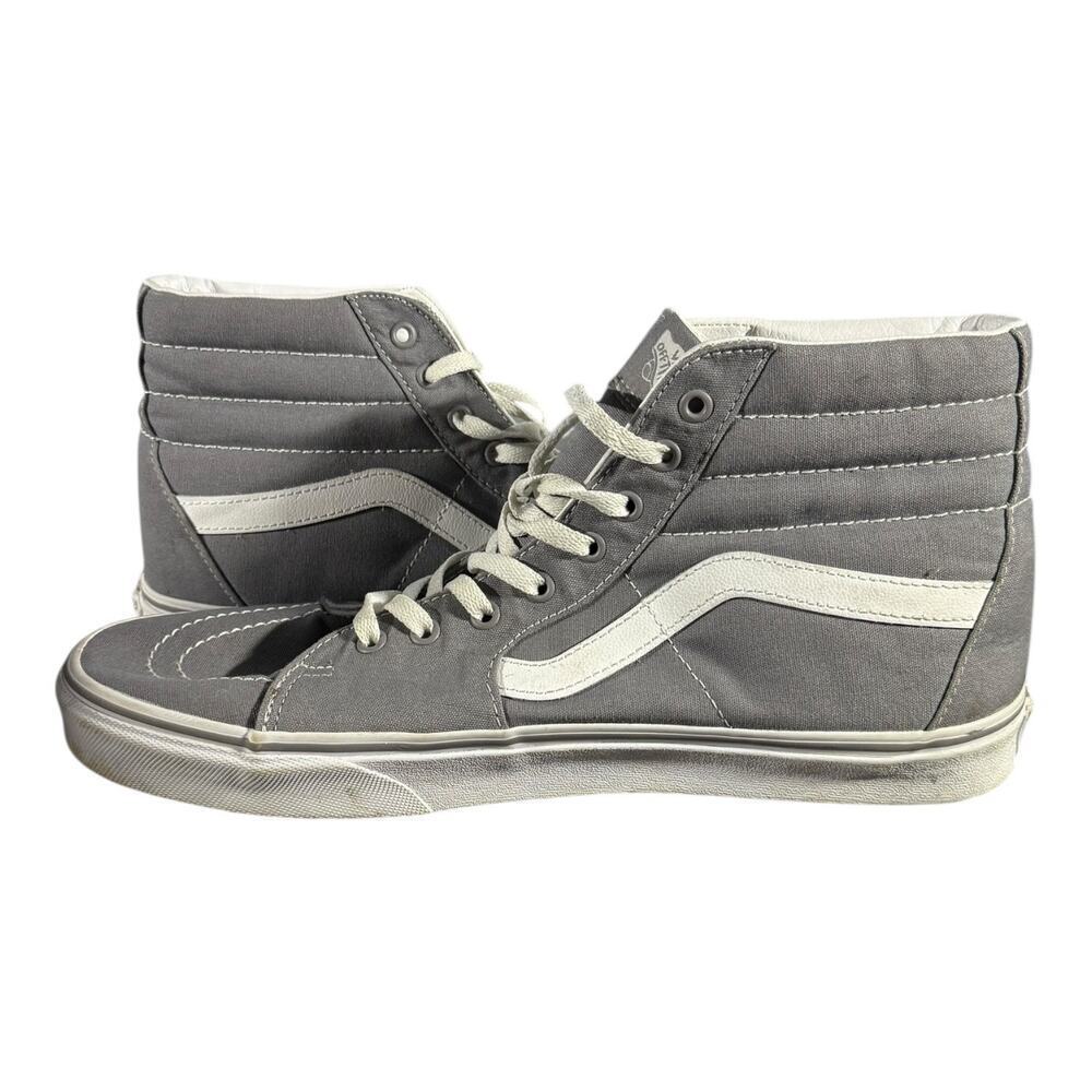 Vans Sk8-Hi Gray White High Top Skate Shoes Men’s 13 Classic Canvas 1500714 - Picture 8 of 9